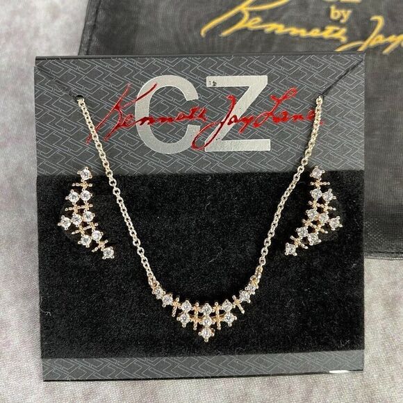 Kenneth Jay Lane Necklace and Earrings in Rose Gold CZ Jewelry Set NEW! - Picture 5 of 14
